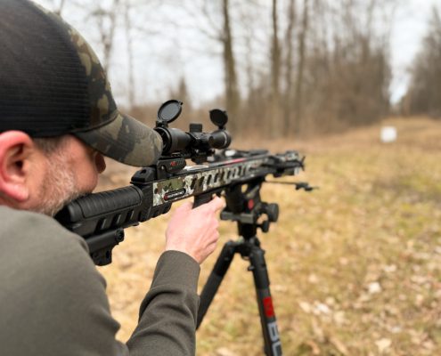 practicing crossbow hunting